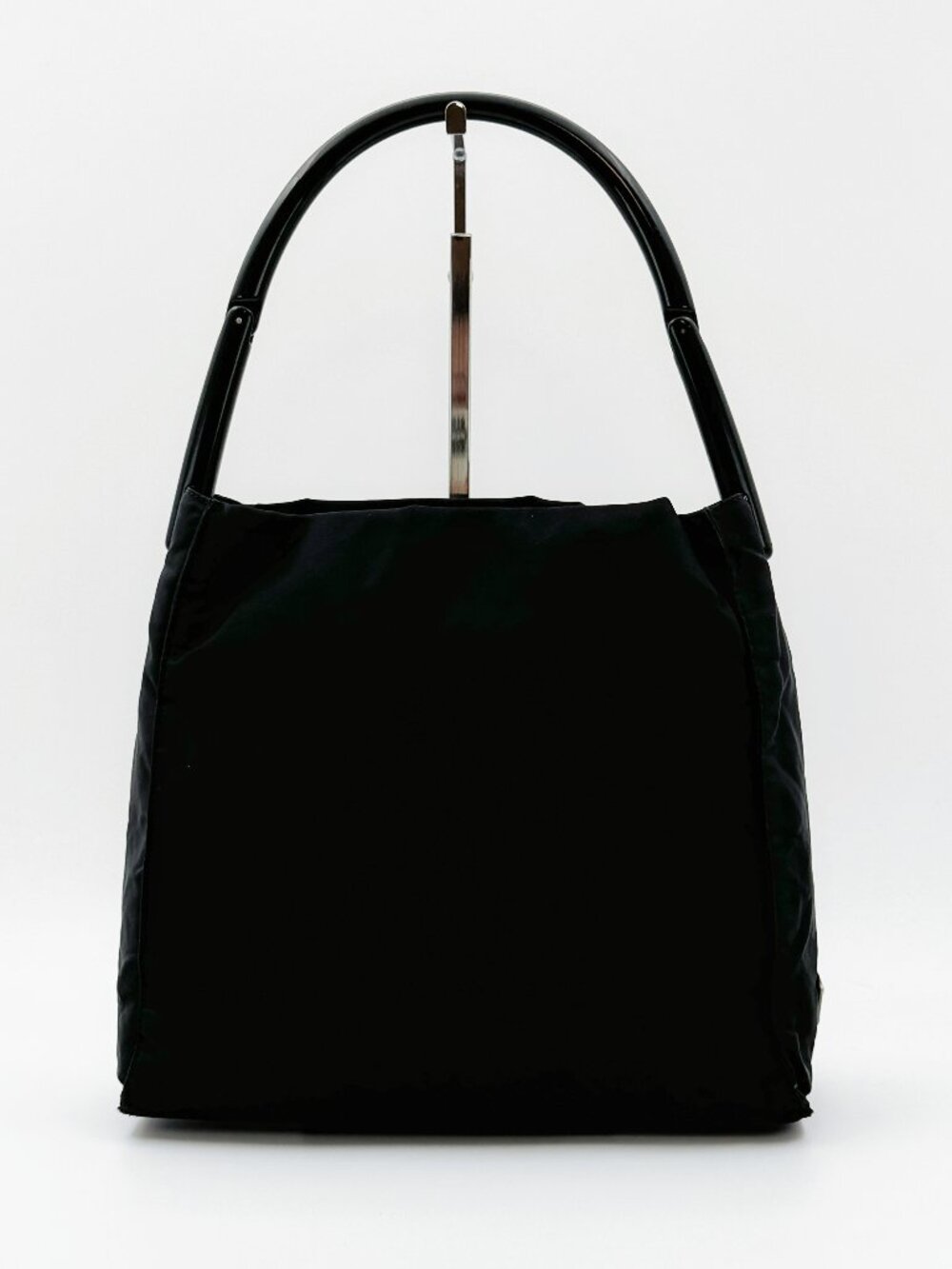 Prada Vintage Black Nylon Shoulder Hobo Bag Top Handle Handbag
